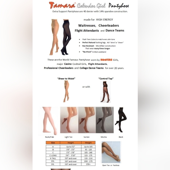 New In Box Hooters Pantyhose Open Toe light Suntan c long - Picture 8 of 8